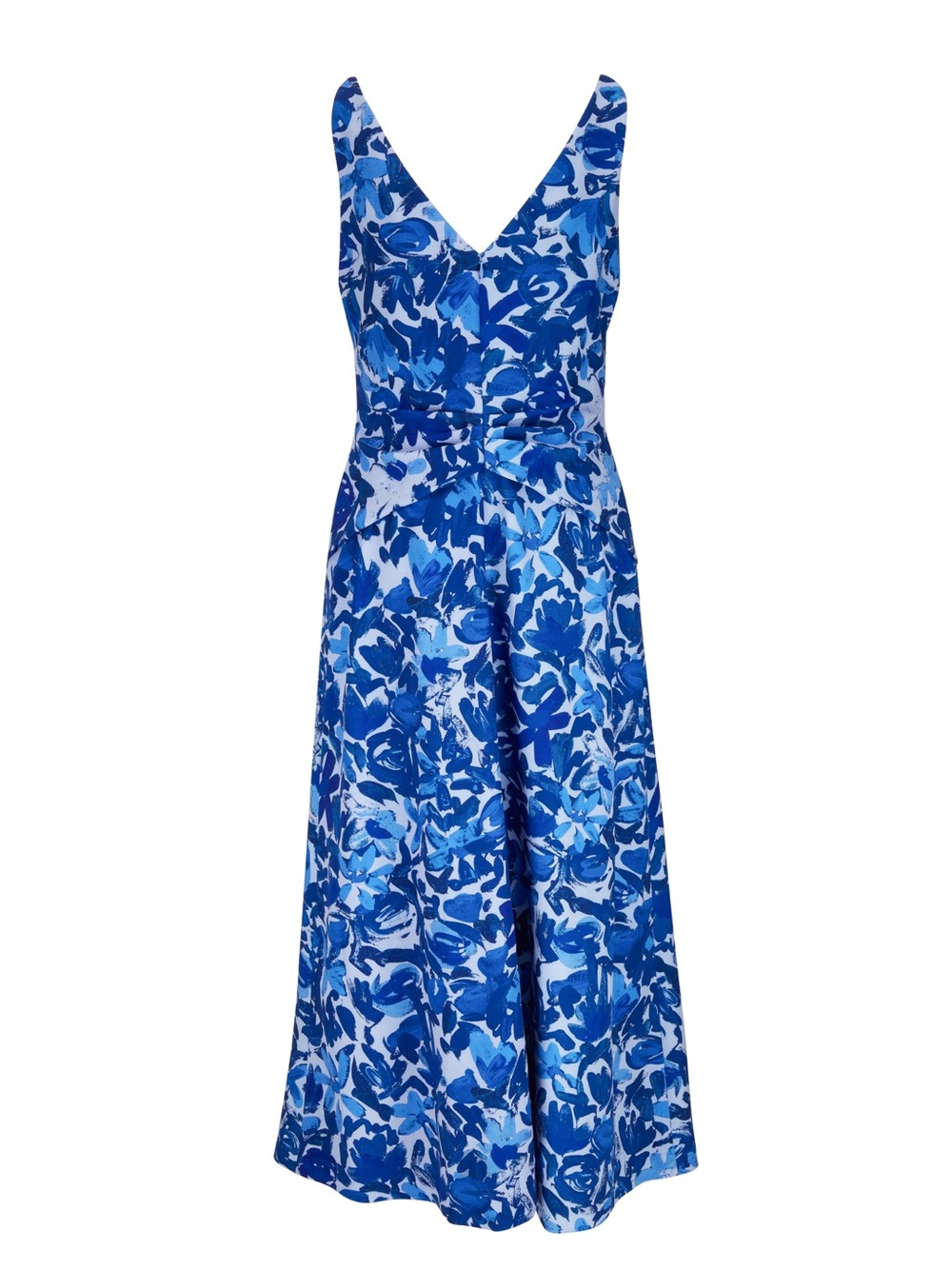 Lela Rose Sky Blue Floral Ruched Midi Maxi Dress Formal Sleeveless Wedding Guest